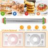 Dough Rolling Pin Dough Roller Stainless Steel Rolling Pins with 4 Removable Adjustable Thickness Rings and Rolling Mat for Baking Pizza Fondant Pie C