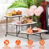 3-Tier Plastic Serving Tray Dessert Server Display Serving Stand Dinnerware with 3 Rectangular Plastic Serving Platters Metal Stand for Entertaining F