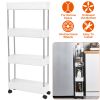 4 Tier Slim Storage Cart with Wheels Trolley Cart Narrow Rolling Cart Slide out Shelf Storage Rack Holder Organizer for Kitchen Bathroom Laundry