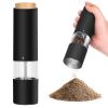 2Pcs Electric Salt and Pepper Grinder Battery Powered Salt Mill Sets With Adjustable Coarseness One Hand Easy Operation Visible Refilling Bottle