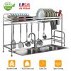 Over Sink Dish Drying Rack Shelf Stainless Steel Kitchen Countertop Bowl Dish Chopping Board Organizer Rack w/ Cutlery Holder