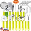 34 Pcs Kitchen Cooking Utensils Set Stainless Steel Kitchen Gadget Tools Core Removal Potato Peeler Whisk Pizza Cutter Steak Knife Bottle Opener