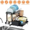 2-Tier Dish Drying Rack for Kitchen Counter Space Saving Rustproof Dish Rack with Drainboard Detachable Kitchen Drainer Organizer Set with Utensil Hol