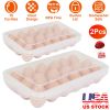 2Pcs Plastic Egg Holder Stackable Egg Storage Box Egg Rack for Refrigerator 18 Cavity Per Container Dishwasher Safe