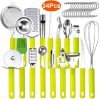 34 Pcs Kitchen Cooking Utensils Set Stainless Steel Kitchen Gadget Tools Core Removal Potato Peeler Whisk Pizza Cutter Steak Knife Bottle Opener