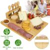 Bamboo Cheese Board Charcuterie Cheese Platter Board Serving Tray with Cutlery Set for Wedding Birthdays Christmas