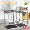 Over Sink Dish Drying Rack Shelf Stainless Steel Kitchen Countertop Bowl Dish Chopping Board Organizer Rack w/ Cutlery Holder