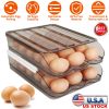 Egg Container Holder for Refrigerator Double Layer Egg Storage Box with Lid Automatic Rolling Egg Box Organizer Bin Tray Rack 36 Eggs