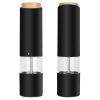 2Pcs Electric Salt and Pepper Grinder Battery Powered Salt Mill Sets With Adjustable Coarseness One Hand Easy Operation Visible Refilling Bottle