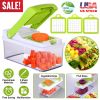 Vegetable Slicer Quick Potato Tomato Fruit Cutter Set w/3 Blades Stainless Steel Food Chopper