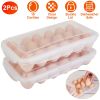 2Pcs Plastic Egg Holder Stackable Egg Storage Box Egg Rack for Refrigerator 18 Cavity Per Container Dishwasher Safe