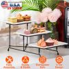 3-Tier Plastic Serving Tray Dessert Server Display Serving Stand Dinnerware with 3 Rectangular Plastic Serving Platters Metal Stand for Entertaining F