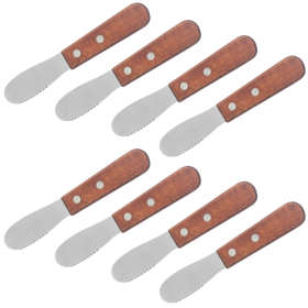 8 Pack Stainless Steel Straight Edge Wide Butter Spreader with Wood Handle, DaKuan Sandwich Cream Cheese Condiment Knives 5 Inch