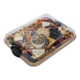 Farberware Build-A-Board Bamboo Board, Single Compartment, Locking Lid, Charcuterie, 11x14, Black