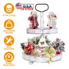 2 Tier Serving Tray Round Farmhouse Kitchen Table Tray Stand Food Fruits Cupcake Display Coffee Countertop Tray