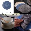 4 Pcs Woven Ramie Placemats Round Linen Placemat Table Mats Glass Coffee Time Teapot Home Decoration 7 inch, Gold