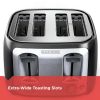 BLACK+DECKER 4-Slice Toaster with Extra-Wide Slots, Black/Silver, TR1478BD