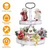 2 Tier Serving Tray Round Farmhouse Kitchen Table Tray Stand Food Fruits Cupcake Display Coffee Countertop Tray