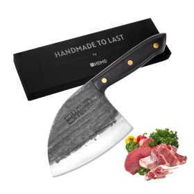 HDMD Cleaver Knife Meat Cleaver Knife For Meat Cutting, Real Hand Forged Knife High Carbon Steel Knife, Butchers Knife Meat Knife For Home And Outdoor (size: Serbian Chefs Knife)